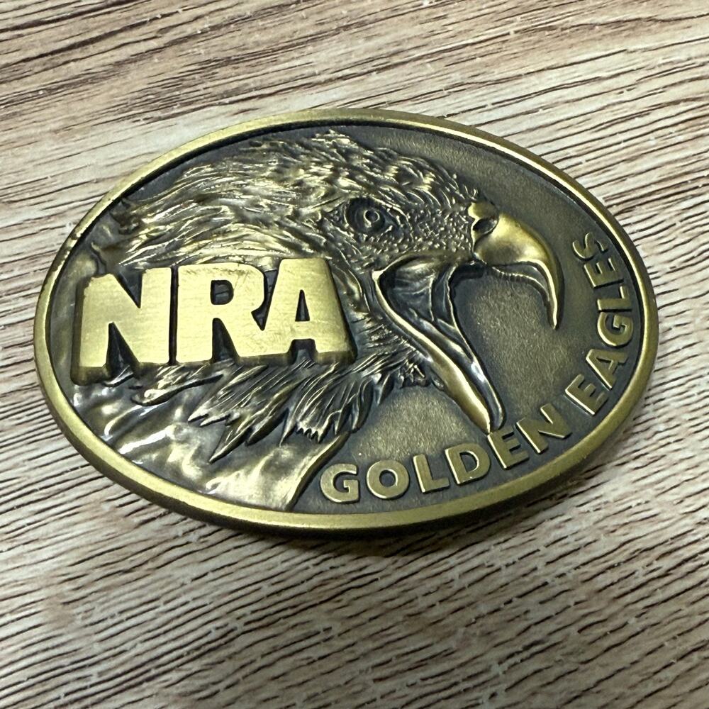 Golden NRA Eagles Belt Buckle
